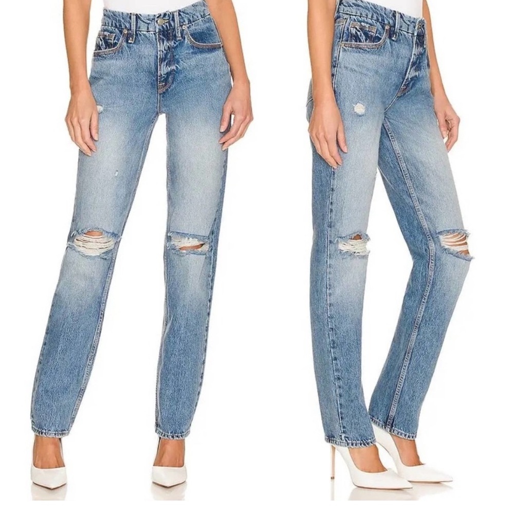 NWT Good American Good 90s Icon Straight Leg Jeans in Indigo 065 sz 28